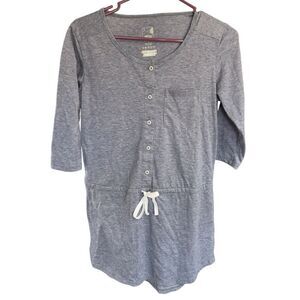 Stio Divide Swim Cover-Up Dress Womens S Dri Release 3/4 Sleeve Button Gray